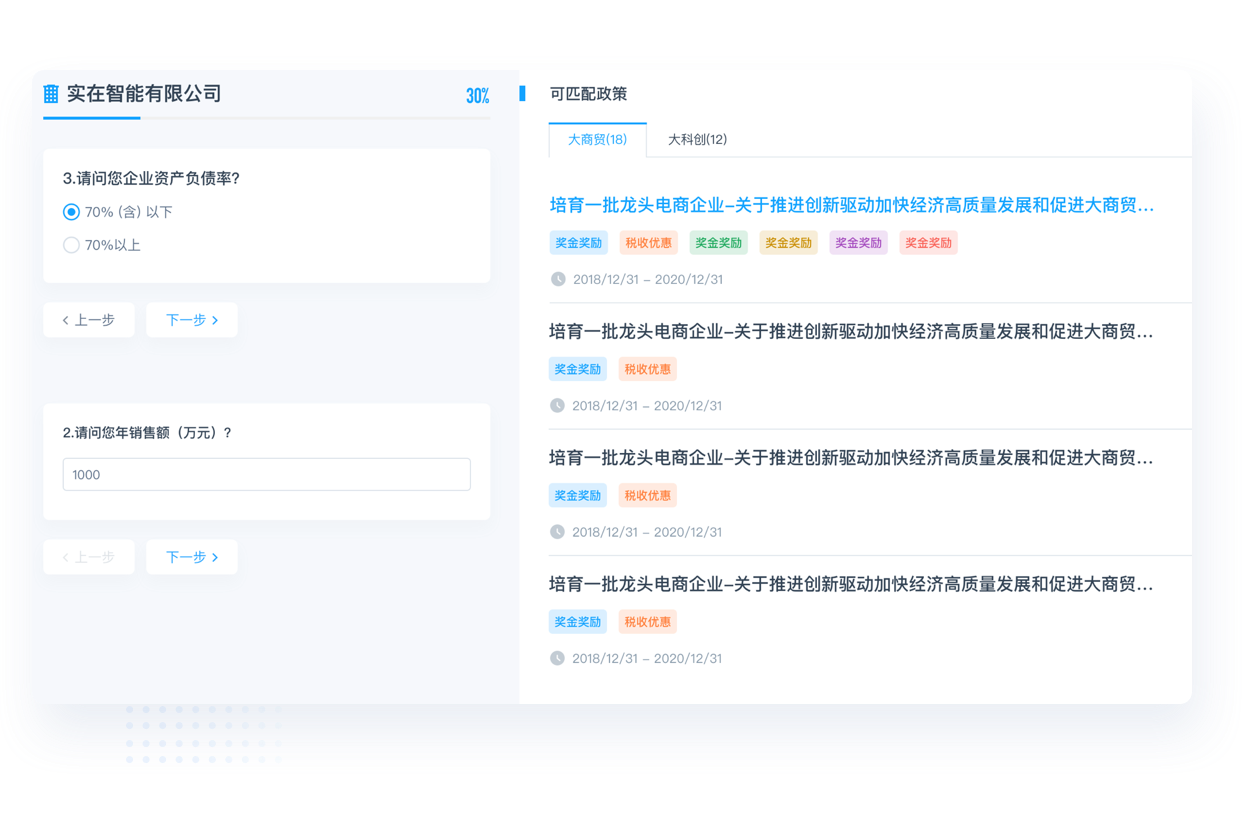 独创智能推荐引擎,政策动态精准匹配推